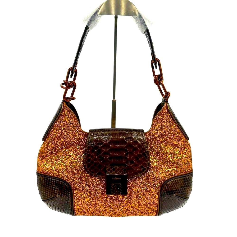 Michael Kors Collection Bancroft Medium Glitter & Python Shoulder Bag*